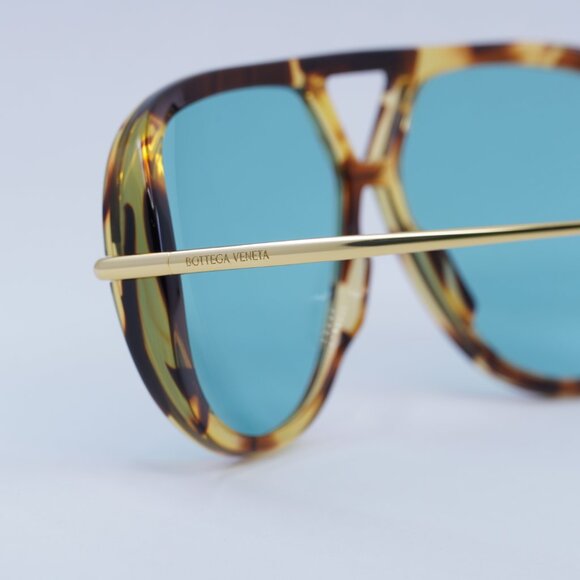 Bottega Veneta BV1273S 007 Sunglasses Havana/Gold Geometric Frame, Green Lenses main image 8